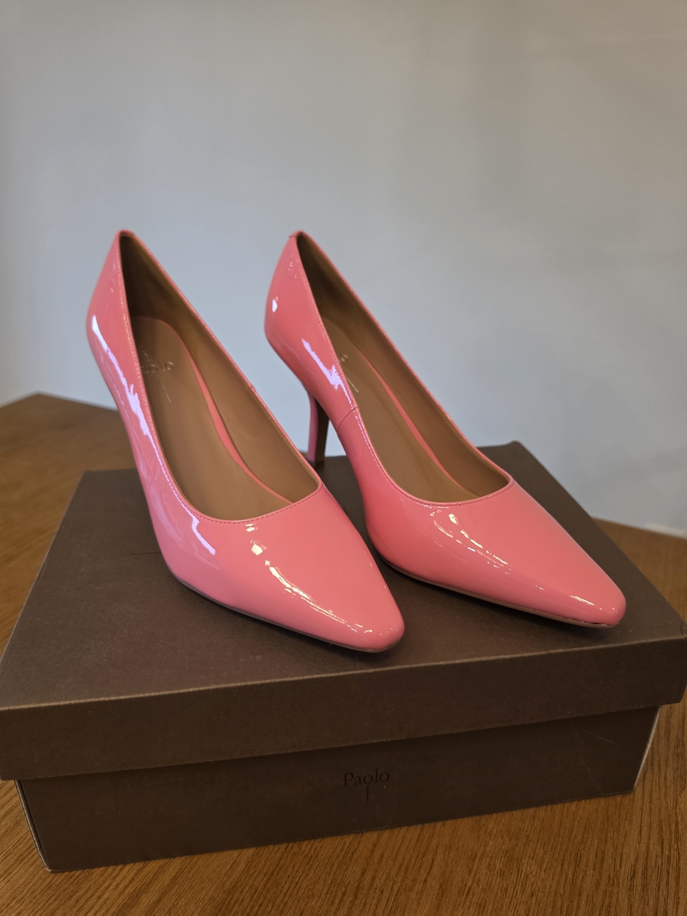 Paolo Coral Pink Patent Pointed-Toe Stiletto Pumps